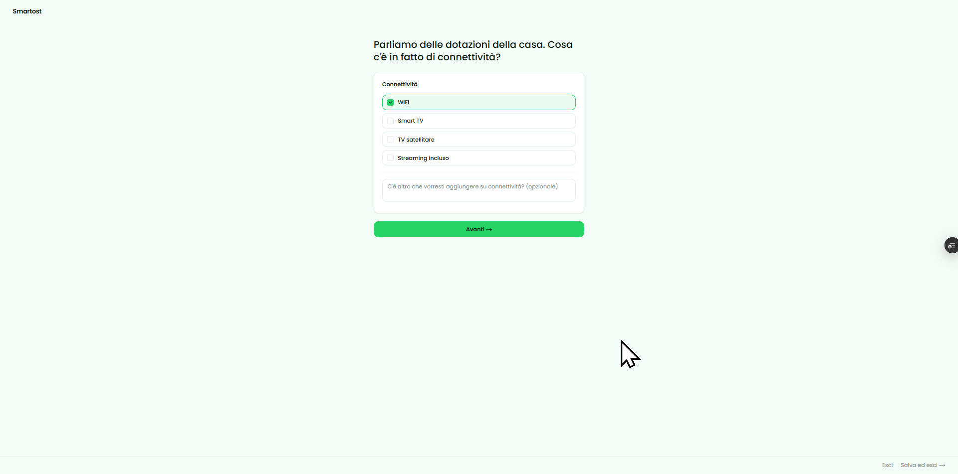 Configurazione guidata — selezione dotazioni